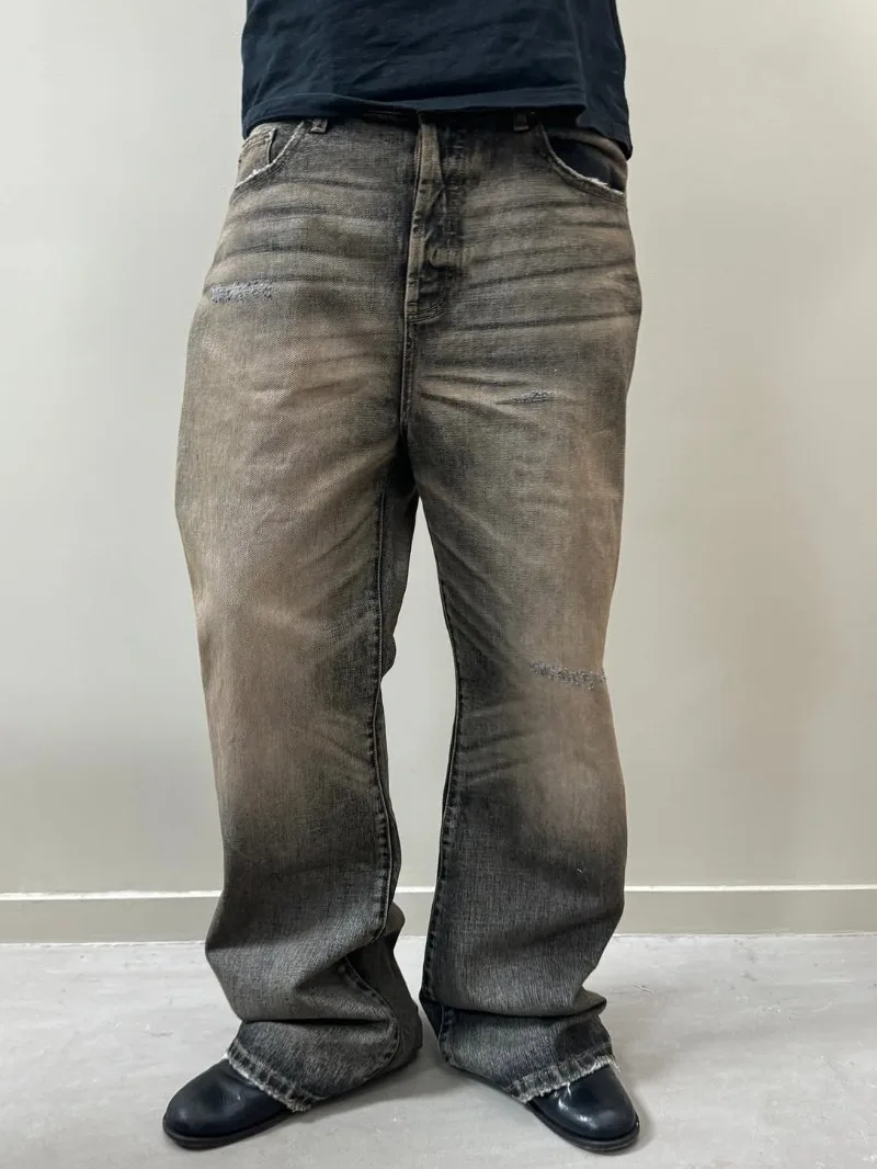 Aglaonema Red - Jeans baggy bootcut effetto sbiadito dal